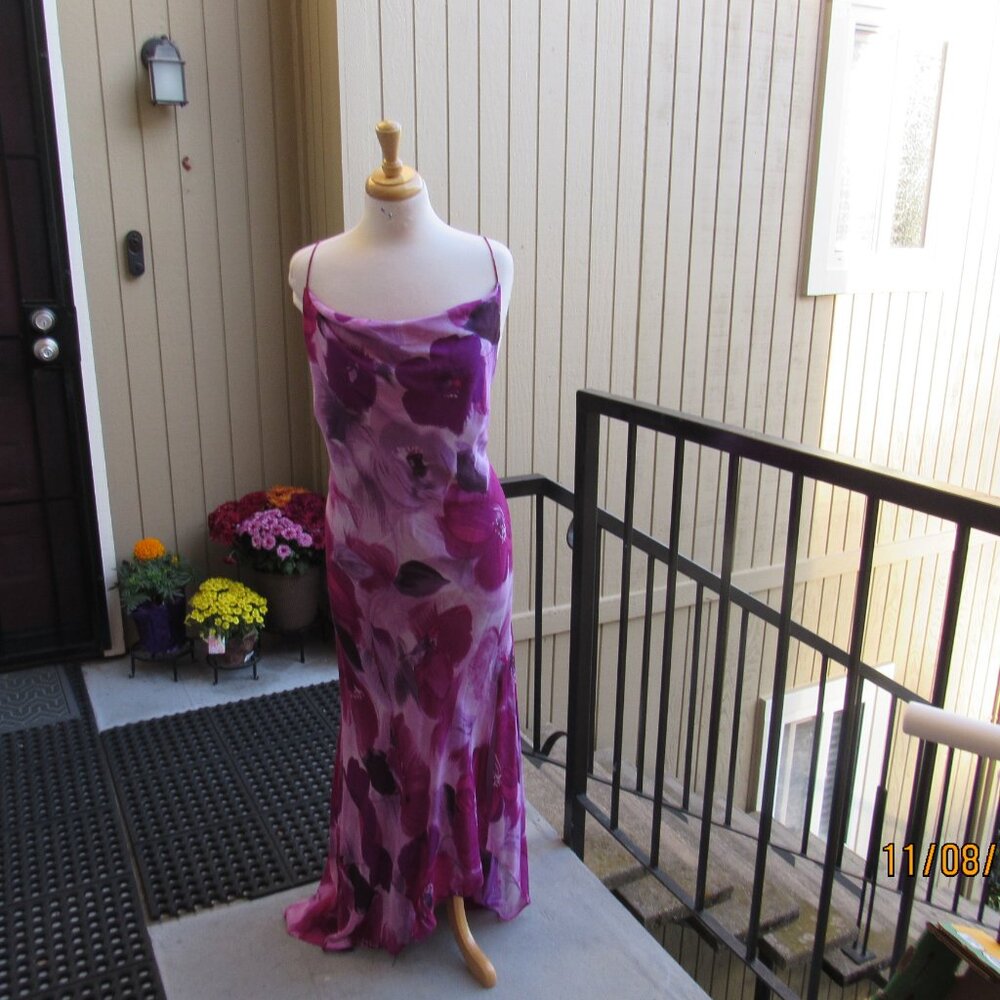 #423  NEW WOMAN'S LONG CHIFFON VIOLET SUMMER DRESS BY MONSOON  (SIZE 16US)